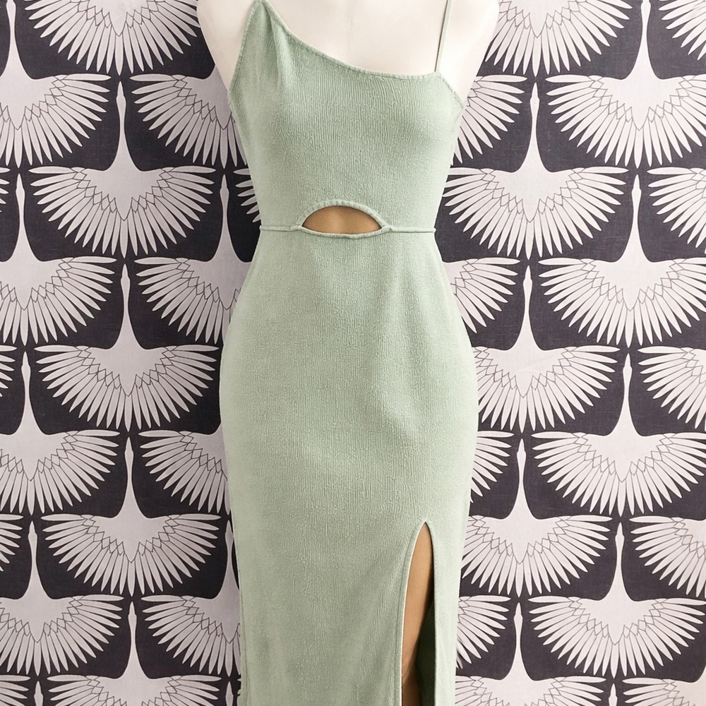 Petal & Pup Asymmetrical Cutout Midi Mint Dress